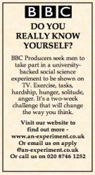 The newspaper advert for participants